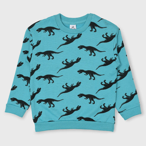 H&M Dinosaur Print Fleece Sweatshirt (Blue)