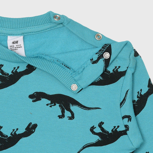 H&M Dinosaur Print Fleece Sweatshirt (Blue)