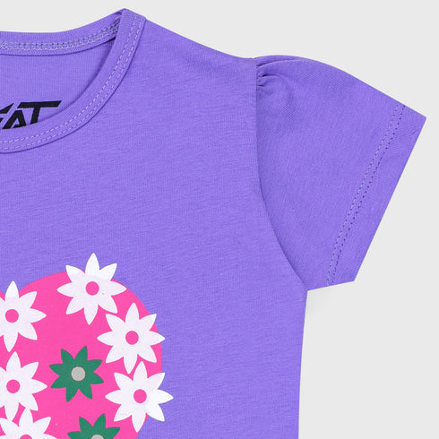 Heart Printed Pyjama Set (Purple)