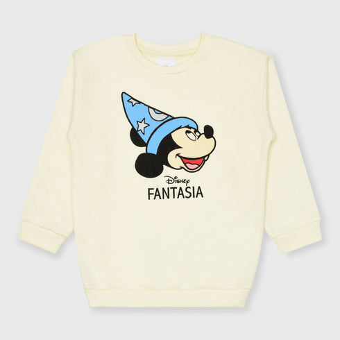 Disney Mickey Printed Fleece Sweatshirt (Cream)