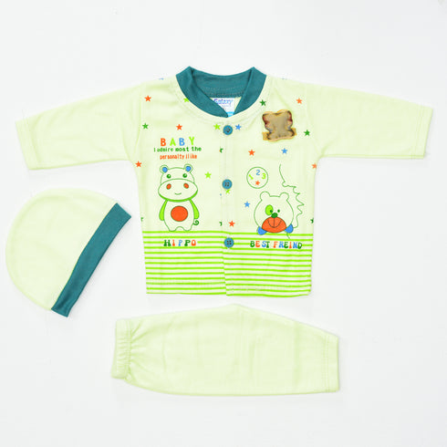 Hippo Printed Pajama Set (Green)