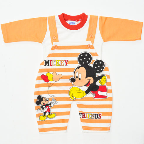 Mickey Printed 2 Piece Dungaree Set (Orange)