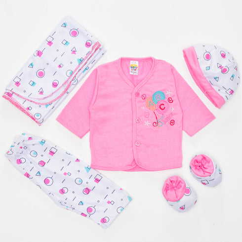 Shapes Printed 5 Piece Gift Set (Pink)