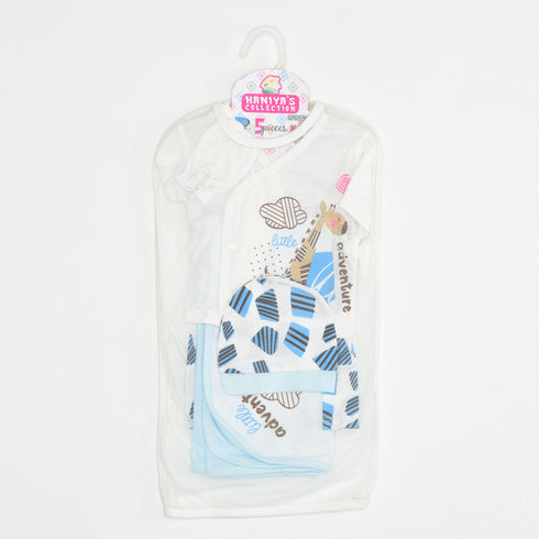 Giraffe Printed 5 Piece Gift Set (Blue)