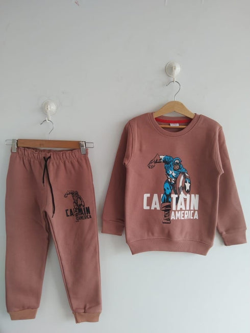 Captain America Fleece Tracksuit (Brown)