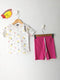 Fruit Printed Cotton Short Set (White-Pink)