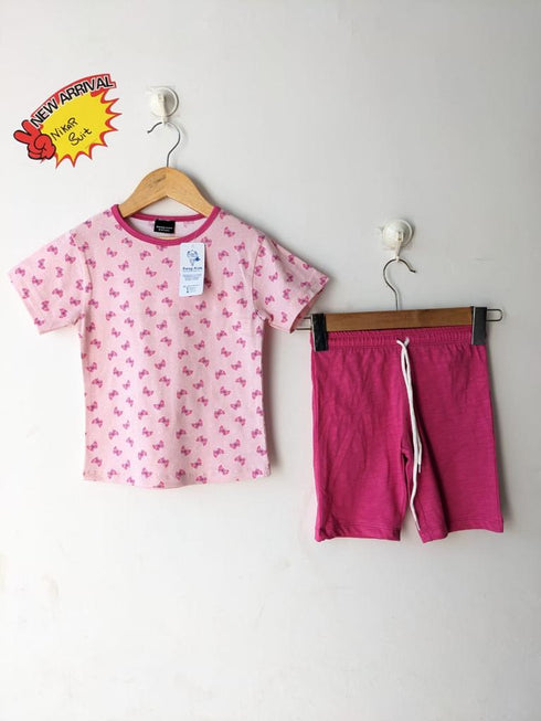 Butterfly Printed Cotton Short Set (Pink)