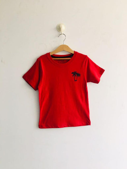 Cotton T-Shirt Palm Tree (Red)
