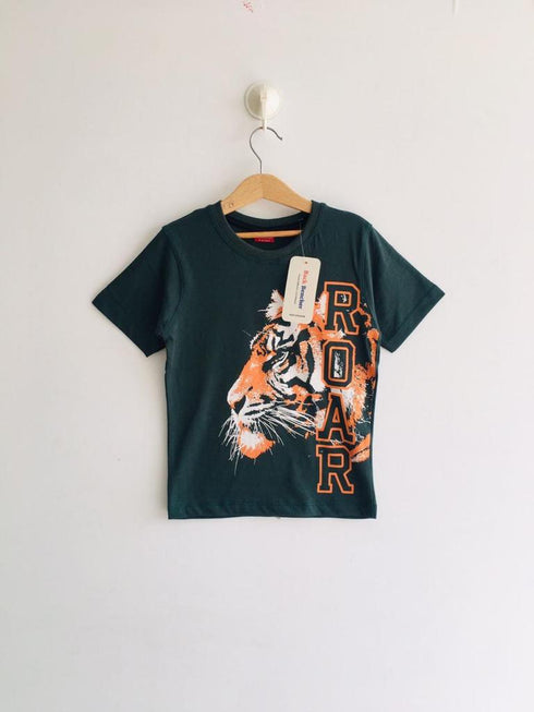 Cotton Lion Printed T-Shirt (Dark Green)