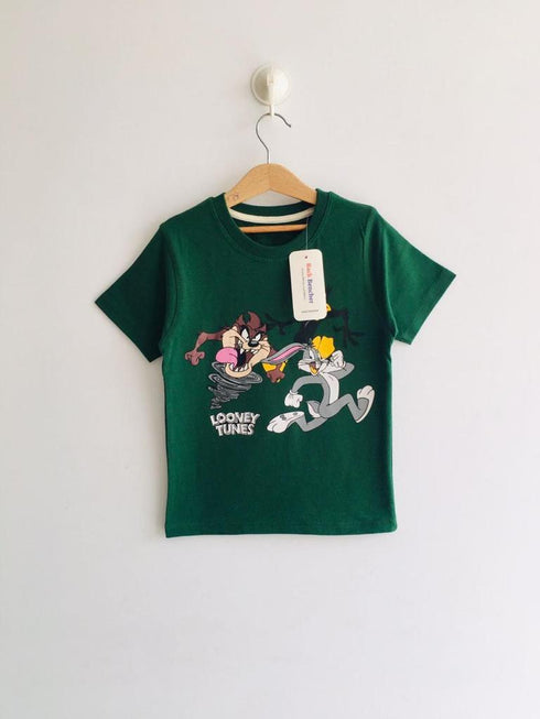 Cotton T-Shirt Looney Tunes (Dark Green)