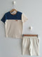 Cotton Short Set (Blue-White)