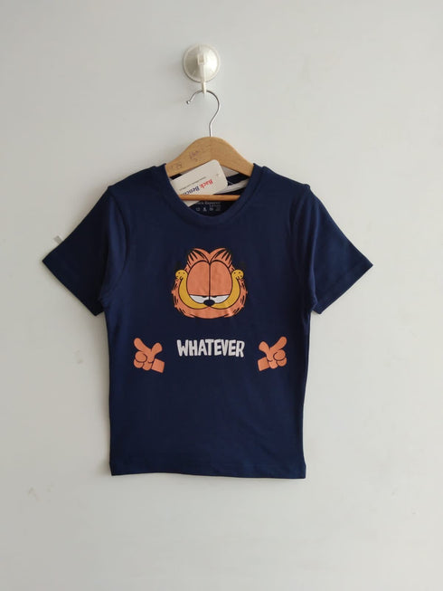 Garfield Printed Cotton T-Shirt (Navy)