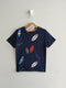 Surfboard Printed Cotton T-Shirt (Navy Blue)