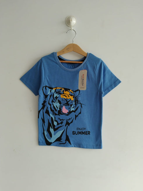 Cotton Lion Printed T-Shirt (Blue)